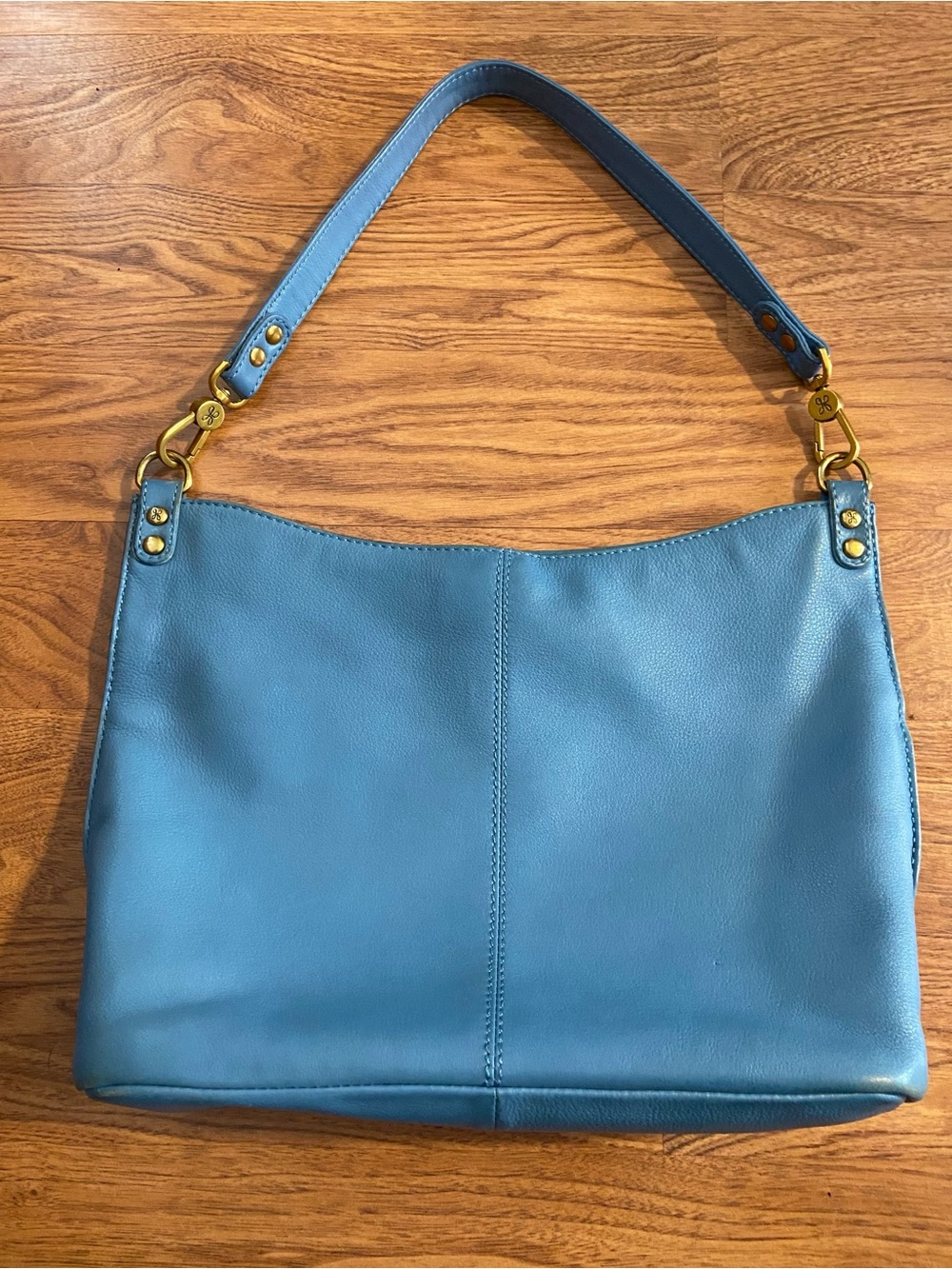 Blue Leather Shoulder Bag with Gold detailing by HOBO (Pier Style bag)